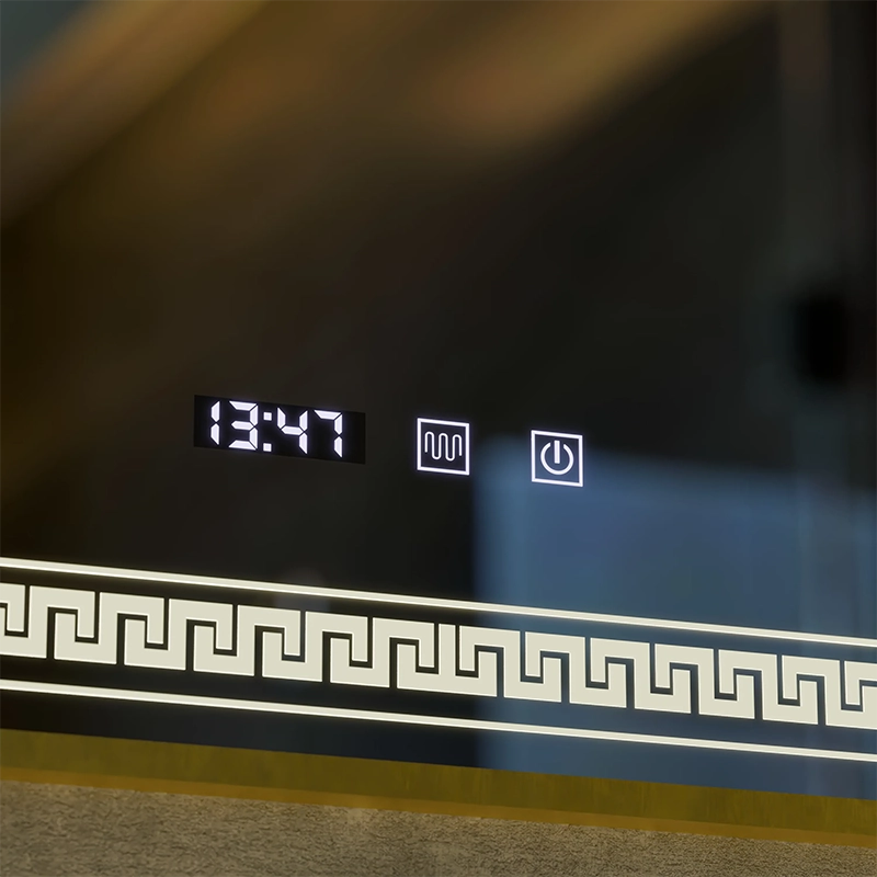 Καθρέφτης LED Touch Bruno Demister System, Ρολόι και θερμοκρασία 60x80 cm Βουρτσισμένο χρυσό πλαίσιο, S84/60X80 Καθρέφτες Korman S Προεπιλεγμένος τίτλος Alessandro Design