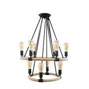 Rustic Chandelier, 10xE27, Brown, Metal and String Vintage Chandelier Προεπιλεγμένος τίτλος Alessandro Design