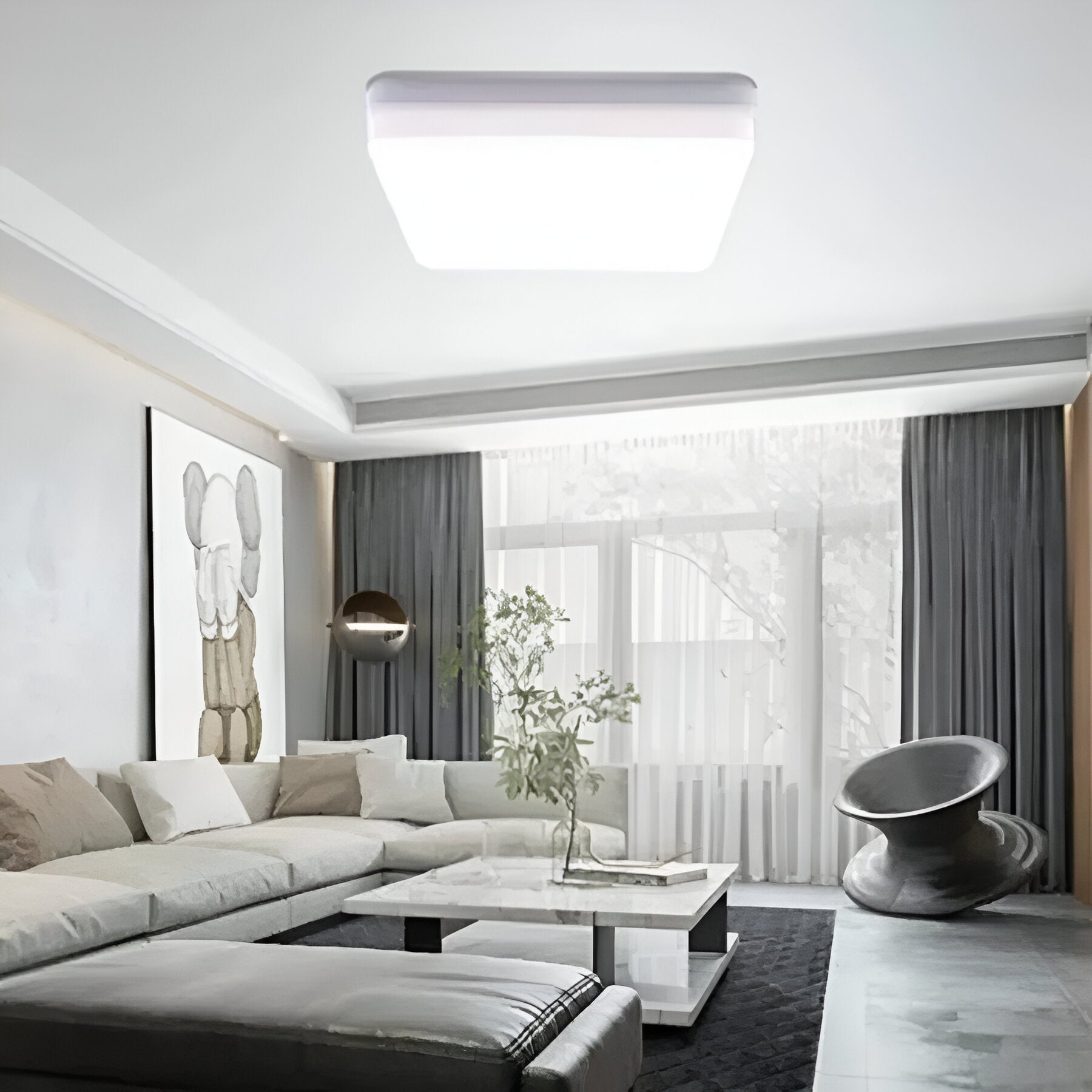 Φωτιστικό οροφής LED Cotena, 48W, Λευκό, IP.44, Τετράγωνα φωτιστικά οροφής LED Προεπιλεγμένος τίτλος Alessandro Design