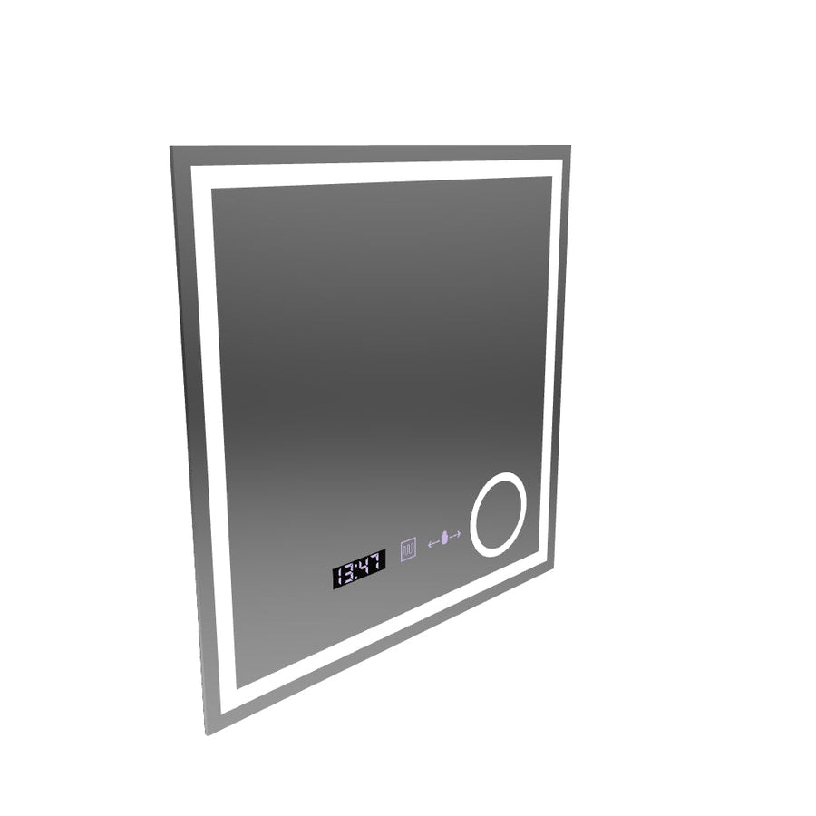 Ορθογώνιος καθρέφτης LED, 60x60cm, Souverain MotionGlow Marcello, Σύστημα Demister, Ρολόι & Θερμόμετρο, Καλλυντικό Μεγεθυντικός φακός, Dimable