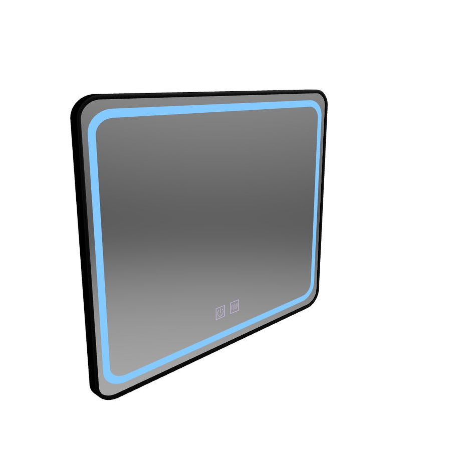 Ορθογώνιος καθρέφτης LED 80x60cm - EDGE Touch Demister System, Μαύρο πλαίσιο