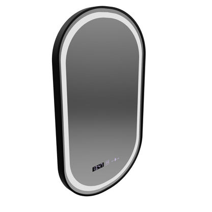 LED Touch Helmut Mirror, Σύστημα Demister, Ρολόι και Θερμοκρασία 45x90 cm, Μαύρο Πλαίσιο, Βουρτσισμένο Marcello Funghi