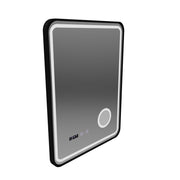 Ulrich LED Touch Mirror De-fogging System, Clock and Temperature 60x80 cm Βουρτσισμένο μαύρο πλαίσιο Καλλυντικό μεγεθυντικός φακός
