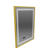 Καθρέφτης LED Touch Bruno Αποθαμβωτικό Σύστημα, Ρολόι και θερμοκρασία 60x80 cm Βουρτσισμένο χρυσό πλαίσιο, S84/60X80