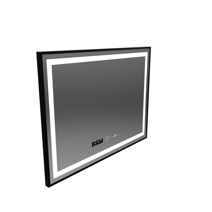 Ορθογώνιος καθρέφτης LED, 100x80cm, Verite Majeste Noir MotionGlow Marcello, Σύστημα Demister, Ρολόι, Ρυθμιζόμενο