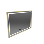 Ορθογώνιος καθρέφτης LED, 100x65 cm, Verite Royale Gold Motion Glow Marcello, Σύστημα Demister, Ρολόι & Θερμόμετρο, Ρυθμιζόμενο