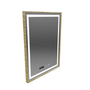 Ορθογώνιος καθρέφτης LED, 60x80cm, Verite Royale Gold MotionGlow Marcello, Σύστημα Demister, Ρολόι & Θερμόμετρο, Ρυθμιζόμενο