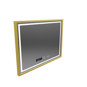 Ορθογώνιος καθρέφτης LED, 80x60cm, Verite Royale Gold MotionGlow Marcello, Σύστημα Demister, Ρολόι & Θερμόμετρο, Ρυθμιζόμενο