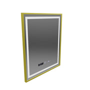 Ορθογώνιος καθρέφτης LED, 75x90cm, Verite Royale Gold MotionGlow Marcello, Σύστημα Demister, Ρολόι & Θερμόμετρο, Ρυθμιζόμενο