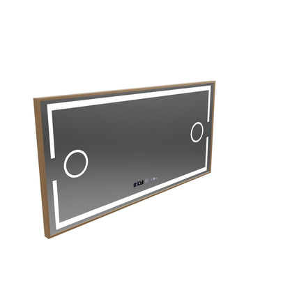 Καθρέφτης LED MotionGlow Αισθητήρας Isabell με λειτουργία απόσβεσης Θερμόμετρο Ρολόι 120x80 cm Θερμό/Ψυχρό/Ουδέτερο φως με δυνατότητα ρύθμισης, Ροζ χρυσό Βουρτσισμένο πλαίσιο, Marcello Funghi Collection