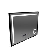 Αισθητήρας καθρέφτη LED MotionGlow Francesca 80x60 cm Θερμό/κρύο/ουδέτερο φως με δυνατότητα ρύθμισης του πλαισίου Μαύρο βουρτσισμένο σύστημα αποθαμβώματος Θερμόμετρο Ρολόι Marcello Funghi Collection