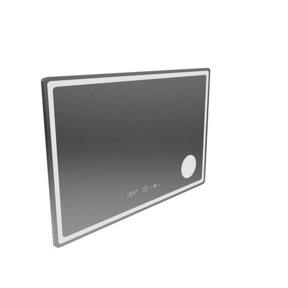 Ορθογώνιος καθρέφτης LED, 90x60 cm, Velor MotionGlow Marcello, Σύστημα Demister, Ρολόι & Θερμόμετρο, Καλλυντικός Μεγεθυντικός φακός, Ρυθμιζόμενος
