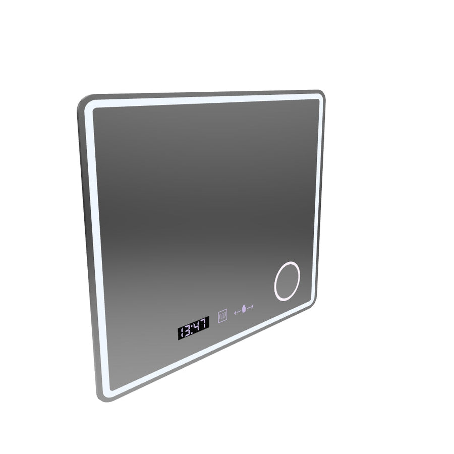 Ορθογώνιος καθρέφτης LED, 90x75 cm, Riflesso MotionGlow Marcello, Σύστημα Demister, Ρολόι & Θερμόμετρο, Καλλυντικό Μεγεθυντικός φακός, Dimable