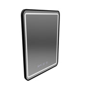 Καθρέφτης LED Touch LUCIDA Σύστημα Αποθάμπωσης, Ρολόι και Θερμοκρασία 60x80 cm Βουρτσισμένο μαύρο πλαίσιο