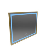 Καθρέφτης LED αφής RAYNA, 80x60 cm, λειτουργία Demist, Βουρτσισμένο χρυσό πλαίσιο