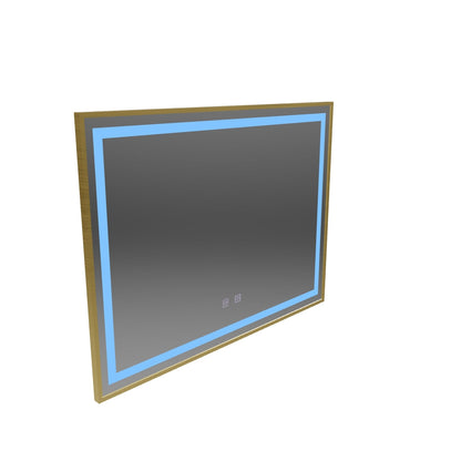 Καθρέφτης LED αφής RAYNA, 80x60 cm, λειτουργία Demist, Βουρτσισμένο χρυσό πλαίσιο