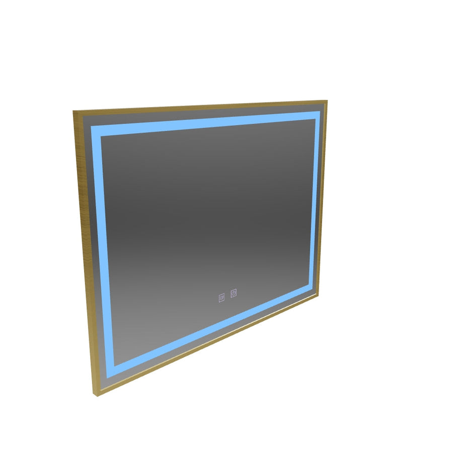 Καθρέφτης LED αφής RAYNA, 80x60 cm, λειτουργία Demist, Βουρτσισμένο χρυσό πλαίσιο