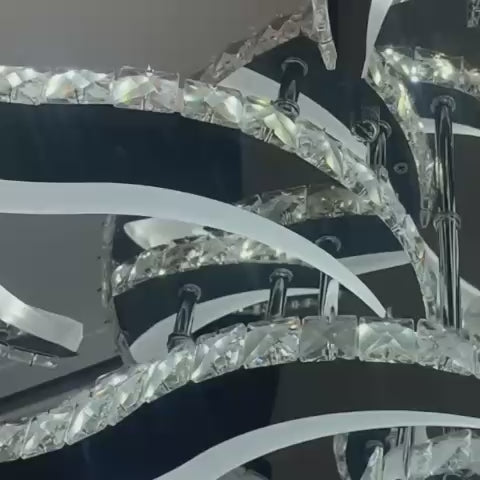Πολυέλαιος LED με τηλεχειριστήριο και κρύσταλλο Alejandro 160W, 9 Λουλούδια, Κρύο/Ζεστό/Ουδέτερο φως, Dimable, Γυαλιστερό Chrome