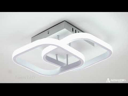 Πολυέλαιος LED VERTEX Matrix, Επικαλυπτόμενα διαμάντια, Μεταλλικά πλαίσια, 24W, 2 Διαμάντια, Κρύο/Ζεστό/Ουδέτερο φως 3000K/4000K/6000K, Λευκό