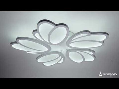 Πολυέλαιος LED με τηλεχειριστήριο TULIP 81W, 5 Πέταλα, Κρύο/Ζεστό/Ουδέτερο φως, Ρυθμιζόμενο, Λευκό