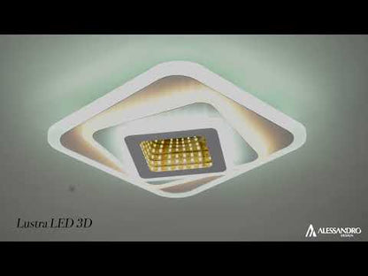 Πολυέλαιος LED NEXA 3D 46W, Τετράγωνο, Κρύο/Ζεστό/Ουδέτερο φως, Λευκό