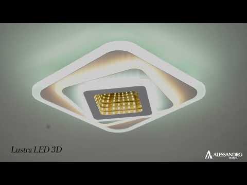 Πολυέλαιος LED NEXA 3D 46W, Τετράγωνο, Κρύο/Ζεστό/Ουδέτερο φως, Λευκό