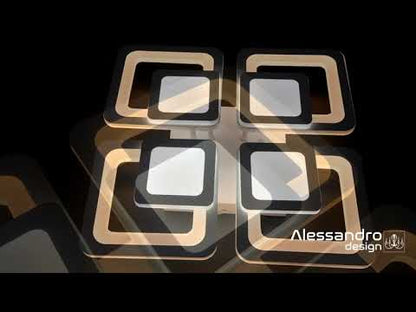 Πολυέλαιος LED με τηλεχειριστήριο SUSAN 96W, 4 τετράγωνα, κρύο/θερμό/ουδέτερο φως, ρυθμιζόμενο, λευκό