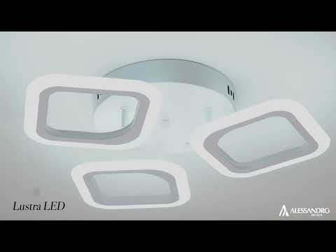 Πολυέλαιος LED ERIKA 20W, 3 τετράγωνα, ζεστό/ουδέτερο/κρύο φως, λευκό, μέταλλο και ακρυλικό