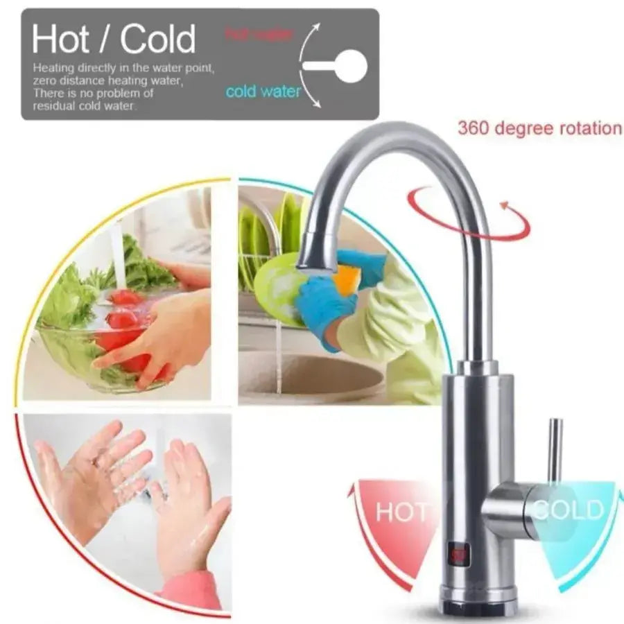 Instant Electric Faucet for Hot Water, LCD Display, Chrome, LZ701SS Sanitary Faucets Προεπιλεγμένος τίτλος Alessandro Design