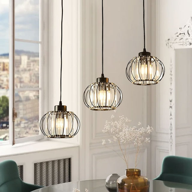Lustra Clasica Moderna, Suspendata, Monica LC910/3LBK, 3 X E27, Negru, Metal si Sticla, Inaltime Reglabila Lustre Clasice Default Title Alessandro Design