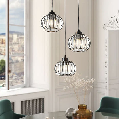 Lustra Clasica Moderna, Suspendata, Monica LC910/3LBK, 3 X E27, Negru, Metal si Sticla, Inaltime Reglabila Lustre Clasice Default Title Alessandro Design