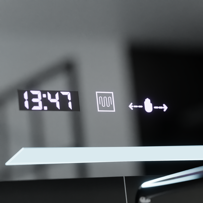 Ορθογώνιος καθρέφτης LED, 60x80 cm, Rayonnement MotionGlow Marcello, Σύστημα αποθάμβωσης, Ρολόι & Θερμόμετρο, Dimable Mirrors Marcello Προεπιλεγμένος τίτλος Alessandro Design