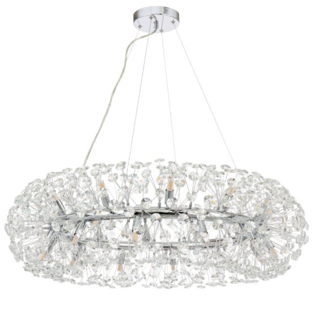 MINUET Crystal Chandelier 12x G9, Διάμετρος 60cm, Γυαλιστερό Ασημί, Ρυθμιζόμενο ύψος Crystal Chandeliers Προεπιλεγμένος τίτλος Alessandro Design