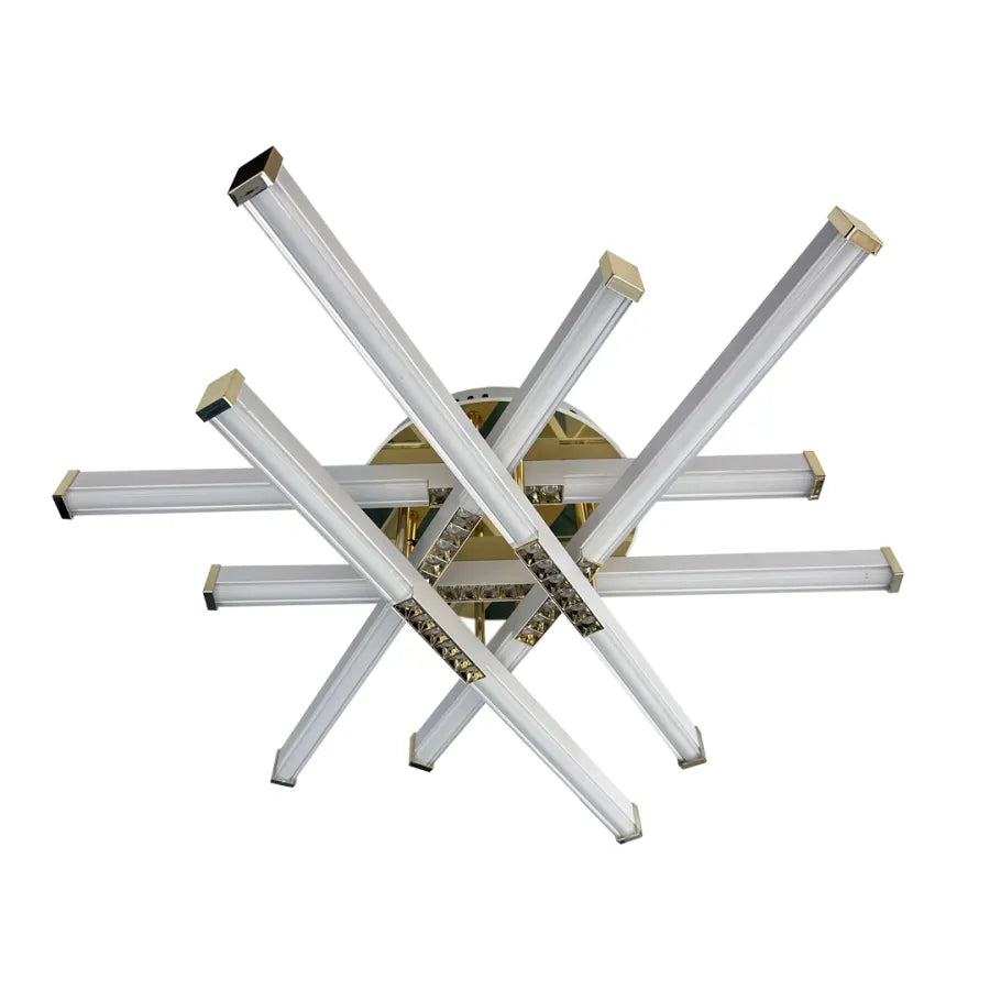 Πολυέλαιος LED με τηλεχειριστήριο MAKOTO 144W, 6 Στοιχεία, Γραμμικό, Κρύο/Ζεστό/Ουδέτερο φως, Ρυθμιζόμενο, Χρυσό Λευκό Πολυέλαιοι LED με Τηλεχειριστήριο Προεπιλεγμένος τίτλος Alessandro Design
